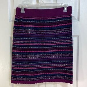 Jessica Lined Knit Skirt in Purple and Pink Geometric Patterns, M 12 (10 - 12)